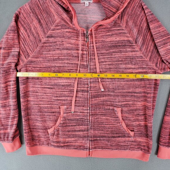 Vintage Y2K Juicy Couture Pink Velour Zip-Up Hoodie Jacket XL Space Dyed Crown - Picture 7 of 8